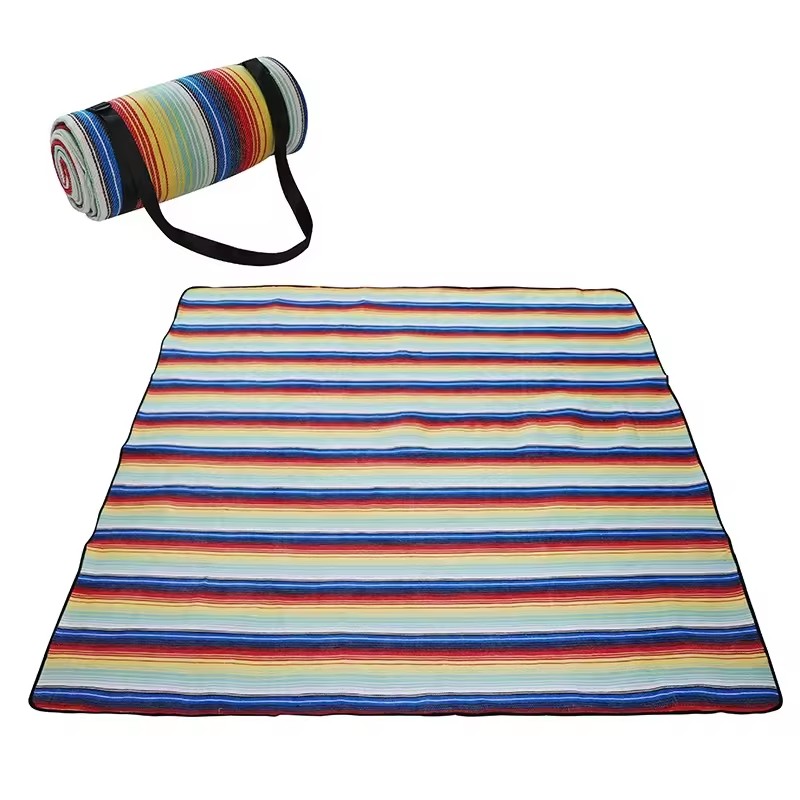 Outdoor Mat OEM Outdoor Durable Rainbow Stripe Aluminum Coating PICNIC CAMPING MAT